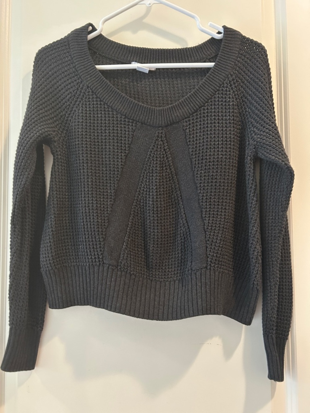 Bar lll Dark Gray Textured Knit detail Pullover long sleeve Sweater women size S